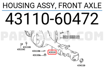 Toyota 4311060472 HOUSING ASSY, FRONT AXLE