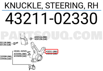 Toyota 4321102330 KNUCKLE, STEERING, RH