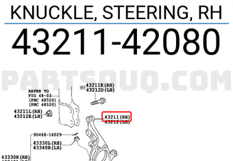 Toyota 4321142080 KNUCKLE, STEERING, RH