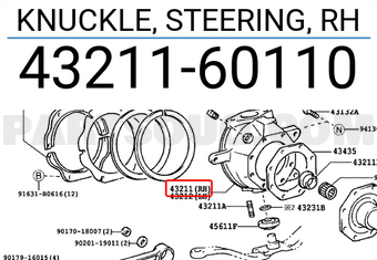 Toyota 4321160110 KNUCKLE, STEERING, RH