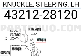 Toyota 4321228120 KNUCKLE, STEERING, LH