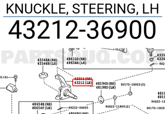 Toyota 4321236900 KNUCKLE, STEERING, LH
