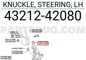 Toyota 4321242080 KNUCKLE, STEERING, LH