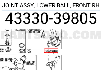 Toyota 4333039805 JOINT ASSY, LOWER BALL, FRONT RH