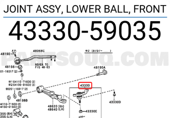 Toyota 4333059035 JOINT ASSY, LOWER BALL, FRONT