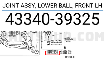 Toyota 4334039325 JOINT ASSY, LOWER BALL, FRONT LH