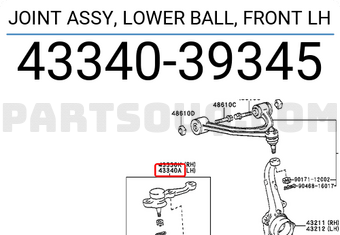 Toyota 4334039345 JOINT ASSY, LOWER BALL, FRONT LH
