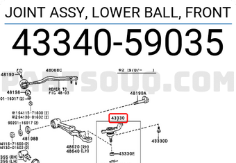 Toyota 4334059035 JOINT ASSY, LOWER BALL, FRONT