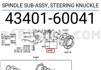 Toyota 4340160041 SPINDLE SUB-ASSY, STEERING KNUCKLE