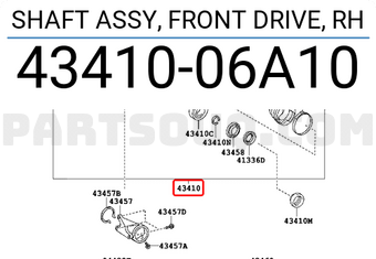 Toyota 4341006A10 SHAFT ASSY, FRONT DRIVE, RH