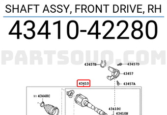 Toyota 4341042280 SHAFT ASSY, FRONT DRIVE, RH