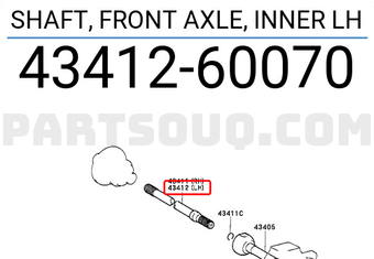 Toyota 4341260070 SHAFT, FRONT AXLE, INNER LH