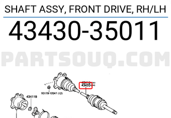 Toyota 4343035011 SHAFT ASSY, FRONT DRIVE, RH/LH