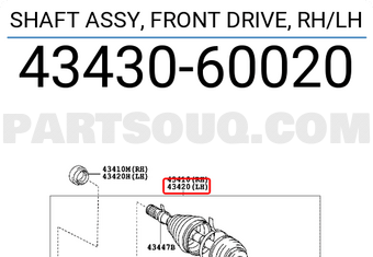Toyota 4343060020 SHAFT ASSY, FRONT DRIVE, RH/LH
