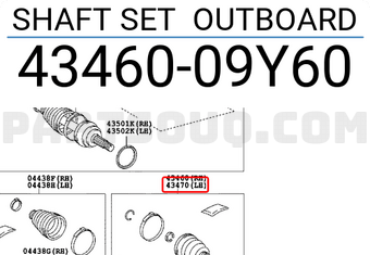 Toyota 4346009Y60 SHAFT SET OUTBOARD