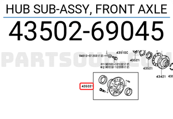 Toyota 4350269045 HUB SUB-ASSY, FRONT AXLE