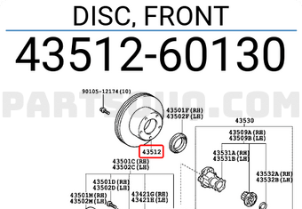 Toyota 4351260130 DISC, FRONT