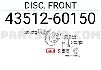 Toyota 4351260150 DISC, FRONT
