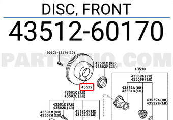 Toyota 4351260170 DISC, FRONT
