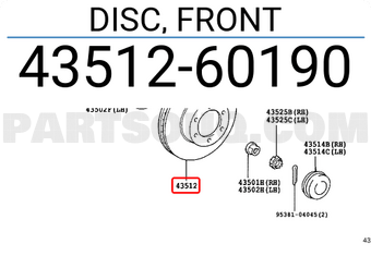 Toyota 4351260190 DISC, FRONT
