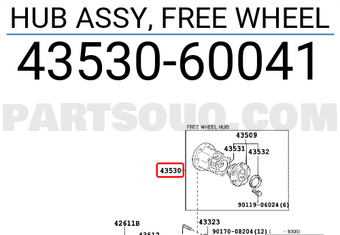 Toyota 4353060041 HUB ASSY, FREE WHEEL