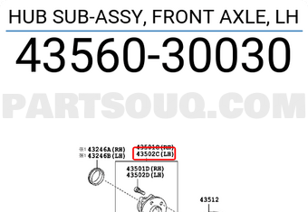 Toyota 4356030030 HUB SUB-ASSY, FRONT AXLE, LH