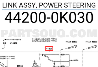 Toyota 442000K030 LINK ASSY, POWER STEERING