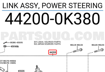 Toyota 442000K380 LINK ASSY, POWER STEERING