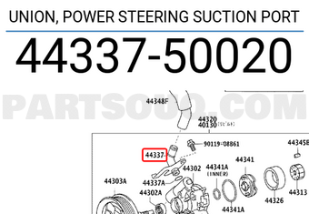 Toyota 4433750020 UNION, POWER STEERING SUCTION PORT