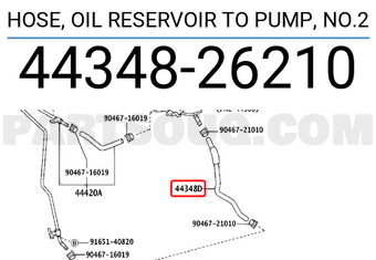 Toyota 4434826210 HOSE, OIL RESERVOIR TO PUMP, NO.2