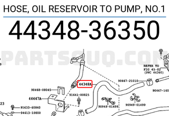 Toyota 4434836350 HOSE, OIL RESERVOIR TO PUMP, NO.1