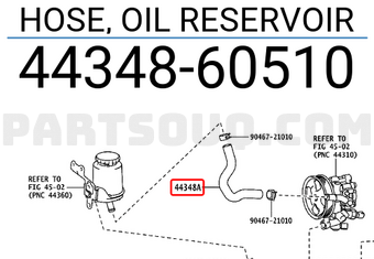 Toyota 4434860510 HOSE, OIL RESERVOIR