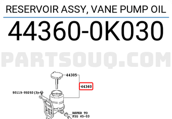 Toyota 443600K030 RESERVOIR ASSY, VANE PUMP OIL