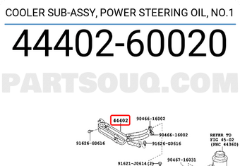 Toyota 4440260020 COOLER SUB-ASSY, POWER STEERING OIL, NO.1