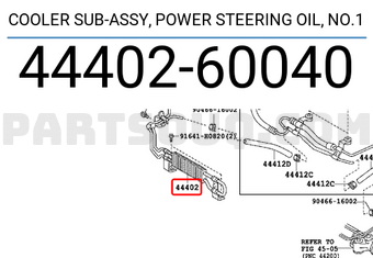 Toyota 4440260040 COOLER SUB-ASSY, POWER STEERING OIL, NO.1
