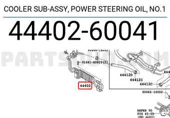 Toyota 4440260041 COOLER SUB-ASSY, POWER STEERING OIL, NO.1