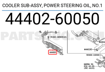 Toyota 4440260050 COOLER SUB-ASSY, POWER STEERING OIL, NO.1