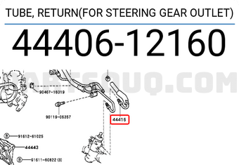 Toyota 4440612160 TUBE, RETURN(FOR STEERING GEAR OUTLET)