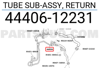 Toyota 4440612231 TUBE SUB-ASSY, RETURN