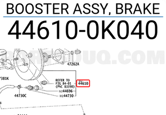 Toyota 446100K040 BOOSTER ASSY, BRAKE