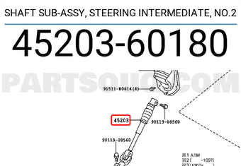 Toyota 4520360180 SHAFT SUB-ASSY, STEERING INTERMEDIATE, NO.2