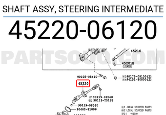 Toyota 4522006120 SHAFT ASSY, STEERING INTERMEDIATE