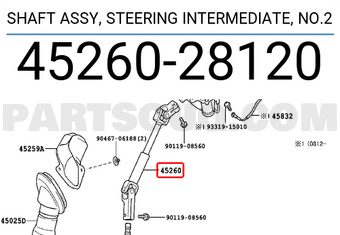 Toyota 4526028120 SHAFT ASSY, STEERING INTERMEDIATE, NO.2