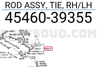 Toyota 4546039355 ROD ASSY, TIE, RH/LH