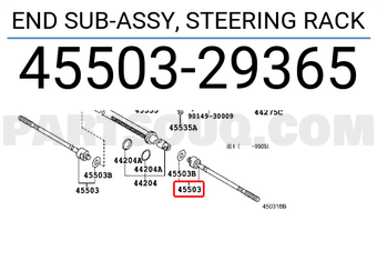 Toyota 4550329365 END SUB-ASSY, STEERING RACK