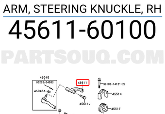 Toyota 4561160100 ARM, STEERING KNUCKLE, RH