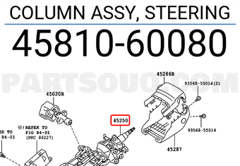Toyota 4581060080 COLUMN ASSY, STEERING