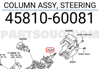 Toyota 4581060081 COLUMN ASSY, STEERING