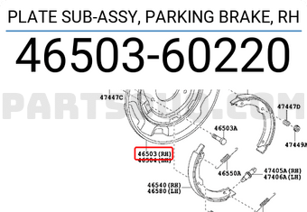 Toyota 4650360220 PLATE SUB-ASSY, PARKING BRAKE, RH