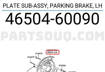 Toyota 4650460090 PLATE SUB-ASSY, PARKING BRAKE, LH